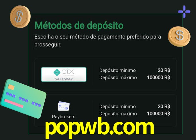 O cassino popwb.com oferece uma grande variedade de métodos de pagamento